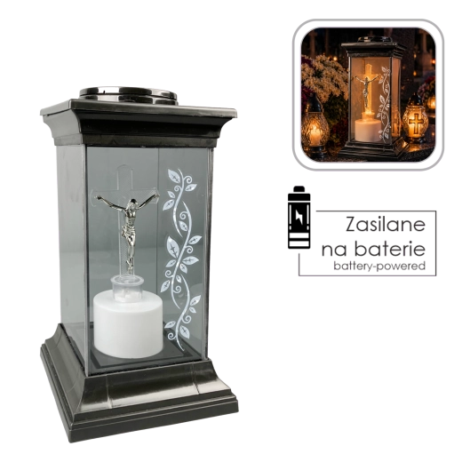 LED lantern with cross 28 cm