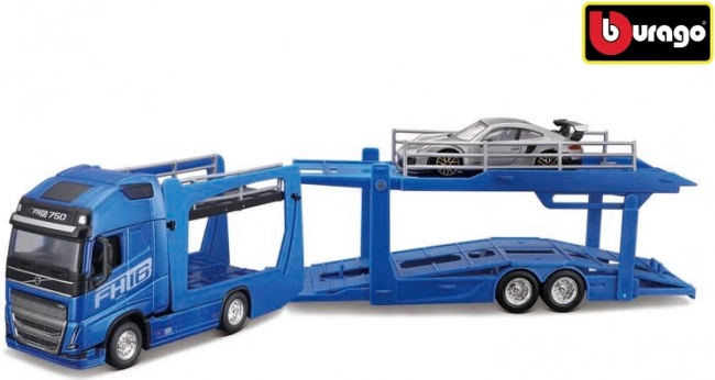 Bburago Street Fire truck with trailer Volvo FH16 and Porsche 911 GT2 RS 1:43