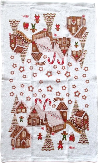 TORO Kitchen Towel Gingerbread Village 38 × 63 cm