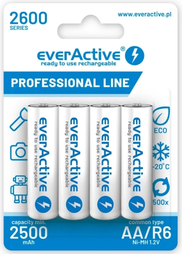 Rechargeable AA R6 Batteries 2600 mAh – set of 4 pcs