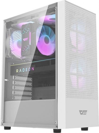 DarkFlash A290 computer case, white, with tempered glass and 3 fans