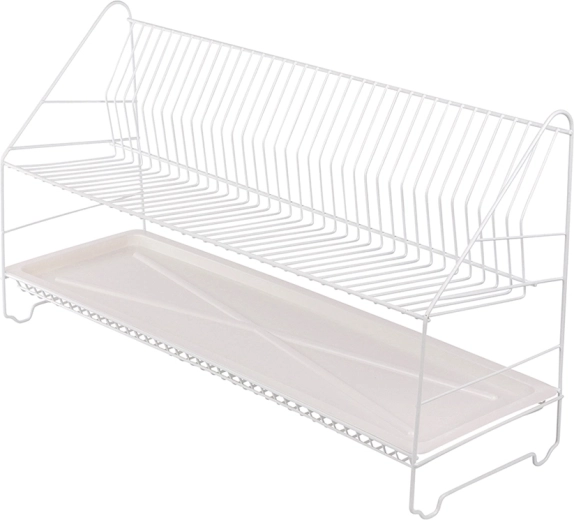 Metpol two-tier dish drainer 80 cm white with drip tray