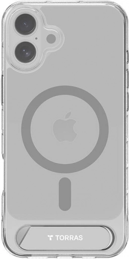 Torras Pstand skaidrus dėklas su MagSafe ir stovu, skirtas iPhone 16