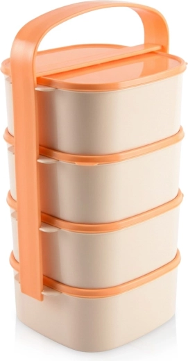 Plastikinė keturių aukštų maisto dėžutė (menážė) 4×1,15 l ORION