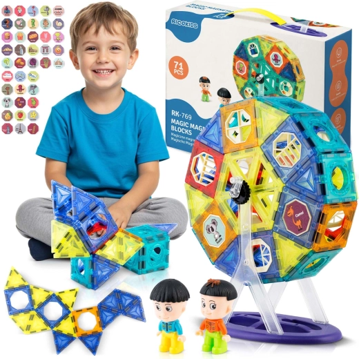 RICOKIDS Magnetic Building Set with Ferris Wheel XXL (70+ pieces)
