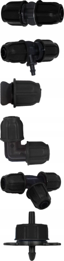 Complete set of connectors and drippers