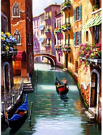 Finished colorful motif: canal in Venice