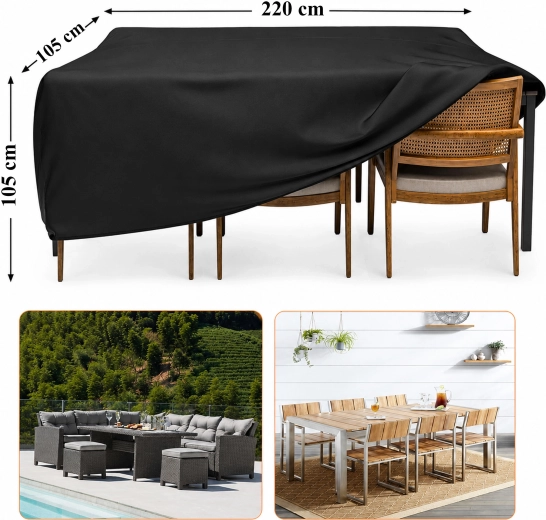 Neperšlampamas apsauginis uždangalas sodo baldams ir banketiniam stalui 220 × 105 × 105 cm