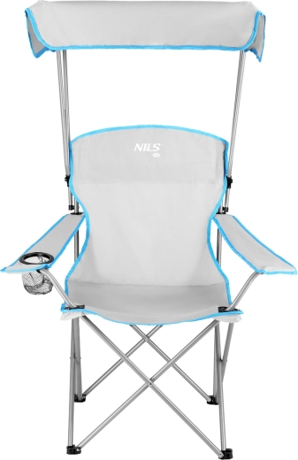 Folding camping chair with canopy NILS Camp grey