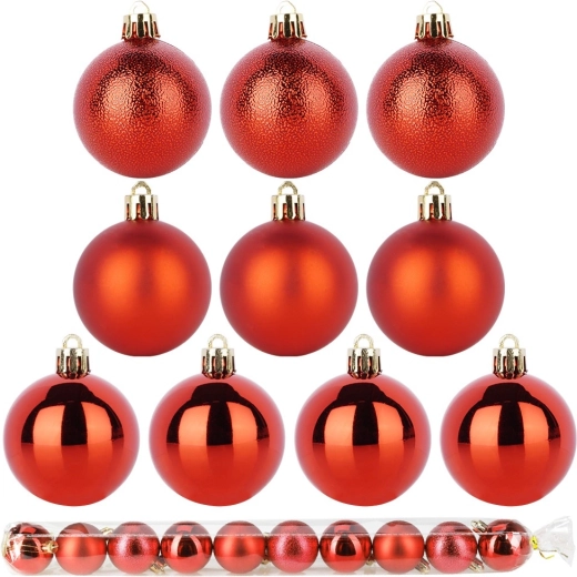 Shatterproof red Christmas baubles 5 cm – set of 10 pcs