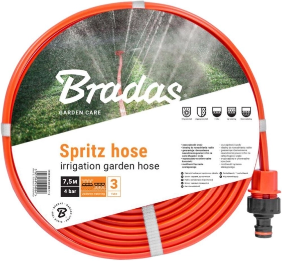 Flat sprinkler hose 1/2" 7.5 m with connectors