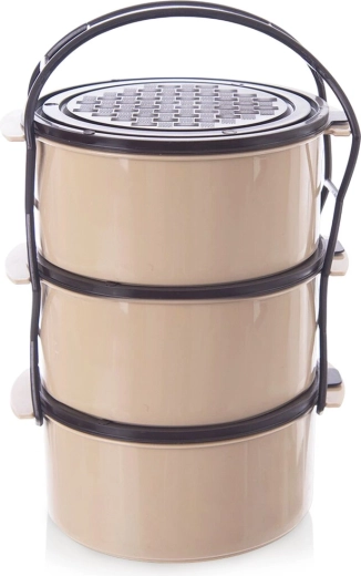 Plastikinė trijų aukštų maisto dėžutė (nešiojamas indų rinkinys) 3 × 1,5 l