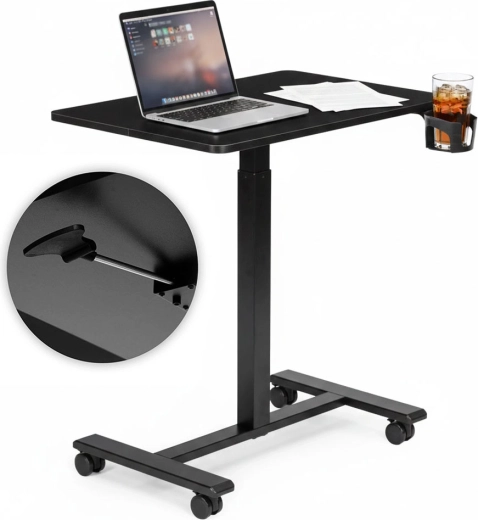 Mobile height-adjustable laptop table ModernHome 70 × 48 cm, black