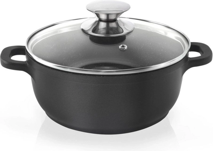 Granite pot with glass lid GRANDE 16 cm, 1.4 l