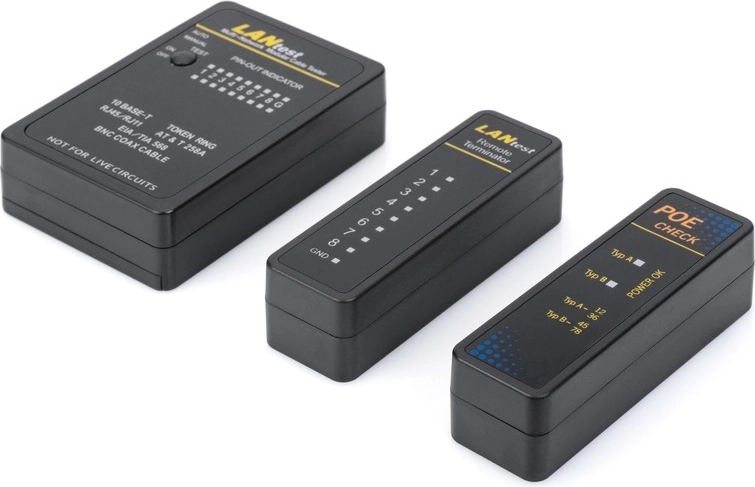 RJ45/RJ12/RJ11/BNC tinklo ir ryšio kabelių testeris su automatiniu skenavimu ir PoE