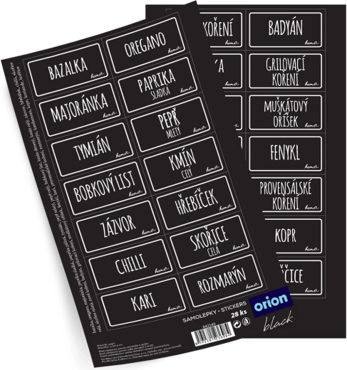 Lipdukai indeliams „Black“ (stačiakampiai), 28 vnt., CZ