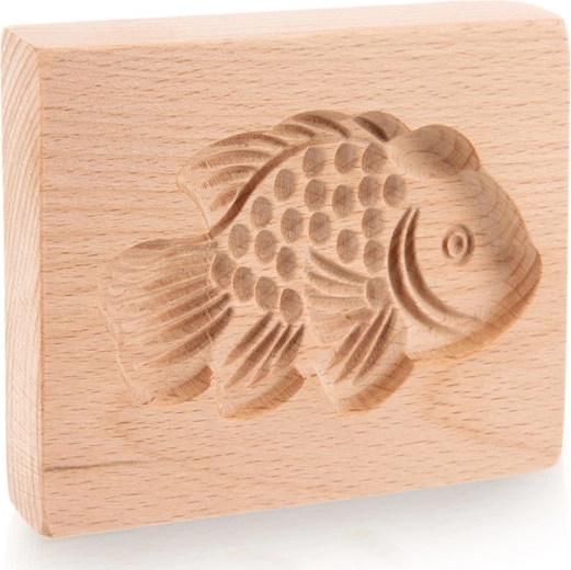 Wooden cookie mold fish 10 × 8 cm