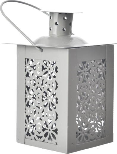 Decorative grey metal lantern 12 cm