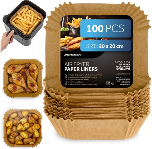 Paper liners for air fryer 20 × 20 cm – 100 pcs