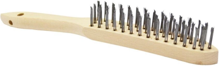Wire brush with steel bristles, 3 rows
