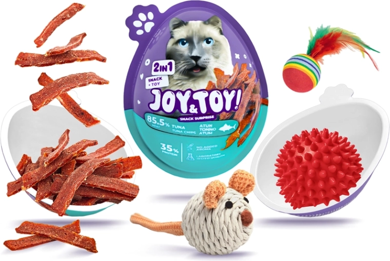 Joy&toy! kiaušinėlis katėms su staigmena – tuno traškučiai
