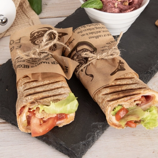 Newspaper print for a modern street-food look