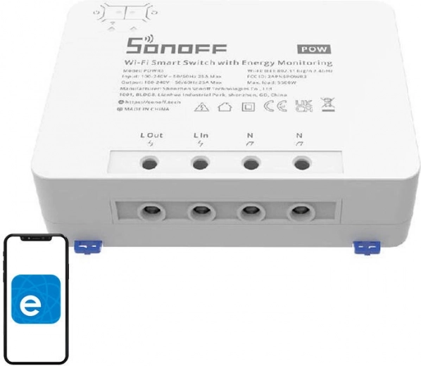 Išmanusis Sonoff Wi‑Fi jungiklis su energijos matavimu