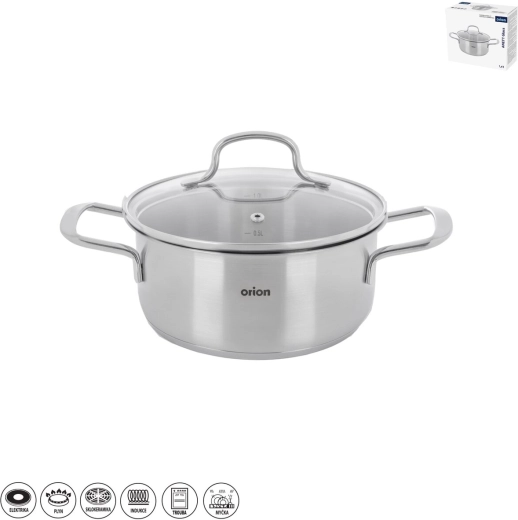 Stainless Steel Saucepan Anett Glass 1.4 L with Glass Lid
