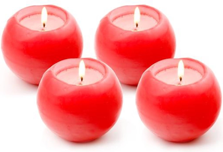 Candle ball red, set of 4 pcs