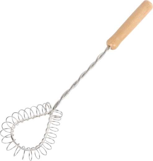 Handheld foam whisk with wooden handle