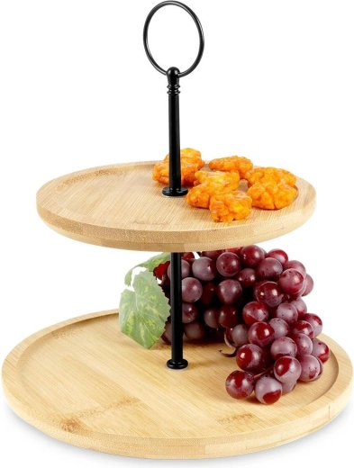 Two-tier bamboo serving stand 24 cm