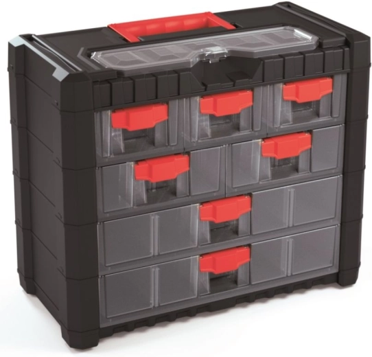 Plastikinis pakabinamas organizatorius Multicase Cargo 400 × 200 × 326 mm, 7 stalčiukai