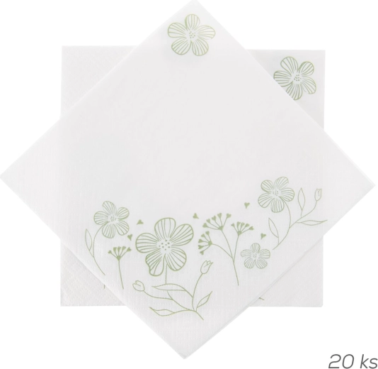 Greenish popierinės baltos servetėlės 33 × 33 cm, 20 vnt.
