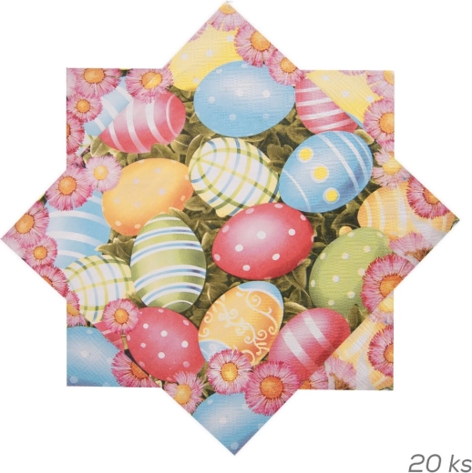 Popierinės velykinės servetėlės su kiaušinėlių motyvu 33 × 33 cm, 20 vnt.