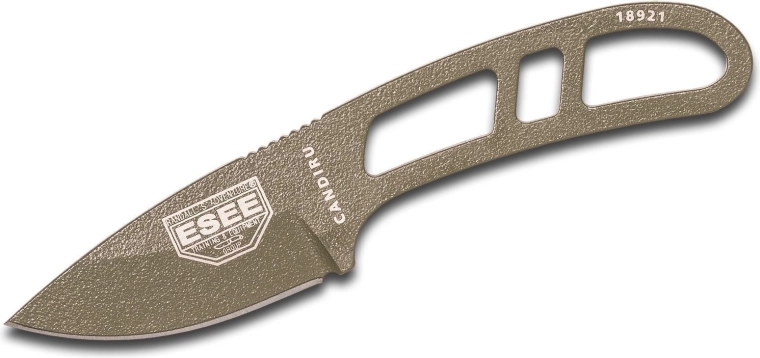 ESEE Candiru kaklo peilis 5,1 cm, OD žalia, anglinis plienas, plastikinis dėklas