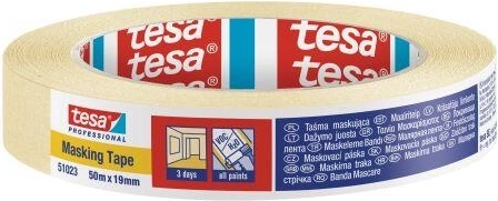 Krepuota maskavimo juosta 19 mm × 50 m geltona Tesa