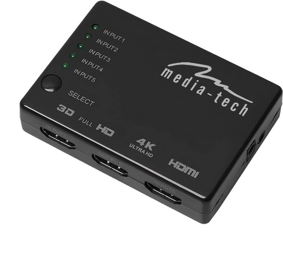 HDMI perjungiklis 5×1 4K su nuotolinio valdymo pultu MEDIA-TECH