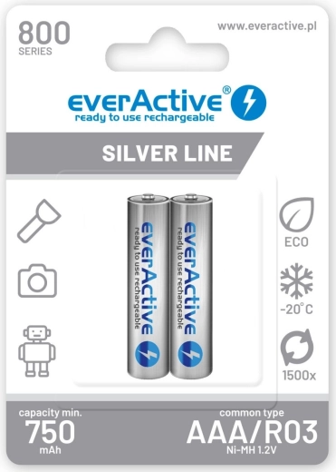 Įkraunamos baterijos AAA R03 800 mAh Ready To Use, 2 vnt.