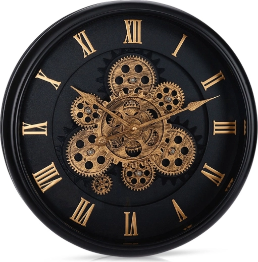 Black with gold and gears as a design element