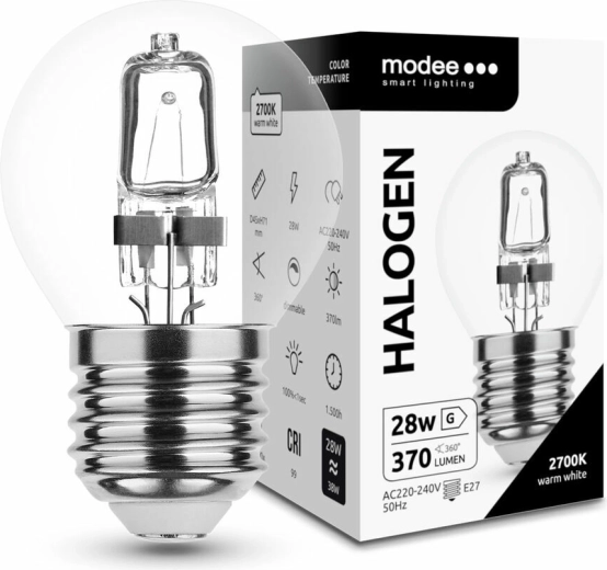 Modee halogeninė lemputė Mini Globe 28 W E27, 370 lm, šiltai balta, reguliuojamo ryškumo