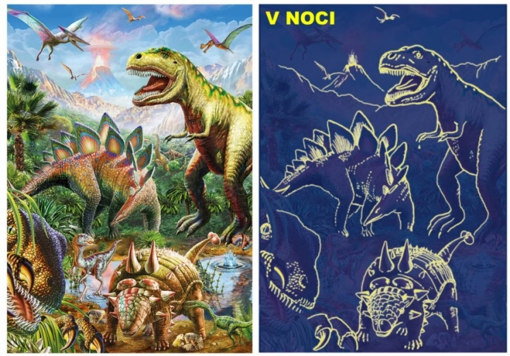 Šviečianti dėlionė „Dinozaurų pasaulis“ – 100 XL detalių