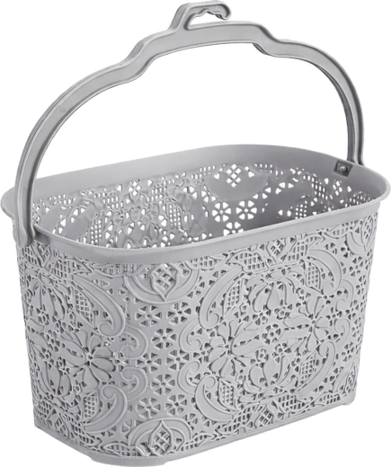 Pakabinamas krepšelis skalbinių segtukams 22 × 14,5 × 13,5 cm, plastikas, šviesiai pilkas