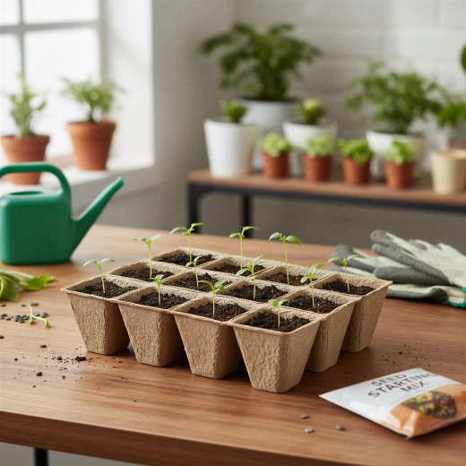 Seedling tray with paper pots, 4 pcs
