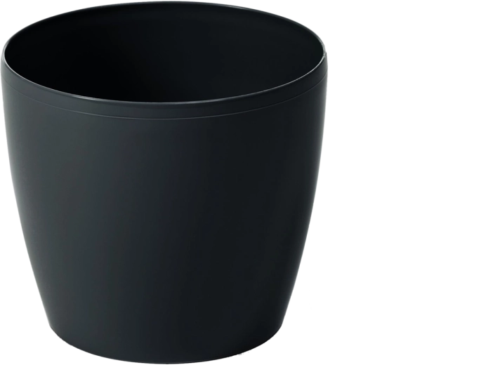 Plastikinis gėlių vazono apvalkalas Magnolia 12 cm, juodas blizgus