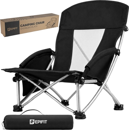 Foldable camping beach chair Shore200 black