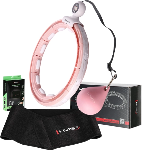 Išmanus masažinis hula hoop rinkinys su skaitikliu ir magnetais + liekninamasis diržas HMS BR163 Plus Size