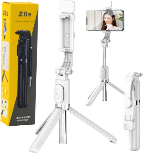Selfie stick with tripod and Bluetooth remote control Z8S, white