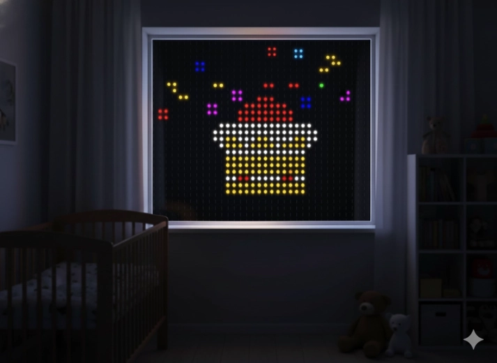 Išmanioji LED šviesos užuolaida 400 RGB (daugiaspalvė) 2 × 2 m su valdikliu, skirta naudoti viduje ir lauke