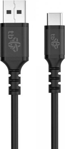Silikoninis kabelis USB–USB‑C 50 cm, juodas