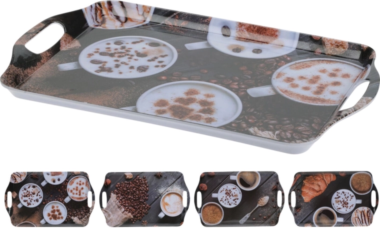 Melamino padėklas Kava 38 × 23 cm – dekorų miksas